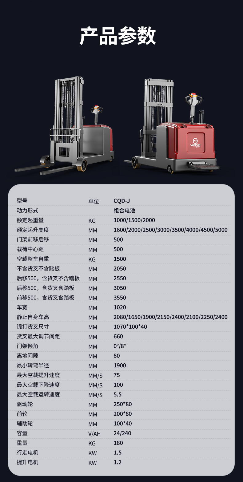 揚子推高車(chē) CQD-J前移式全電動(dòng)堆高車(chē)(圖14)