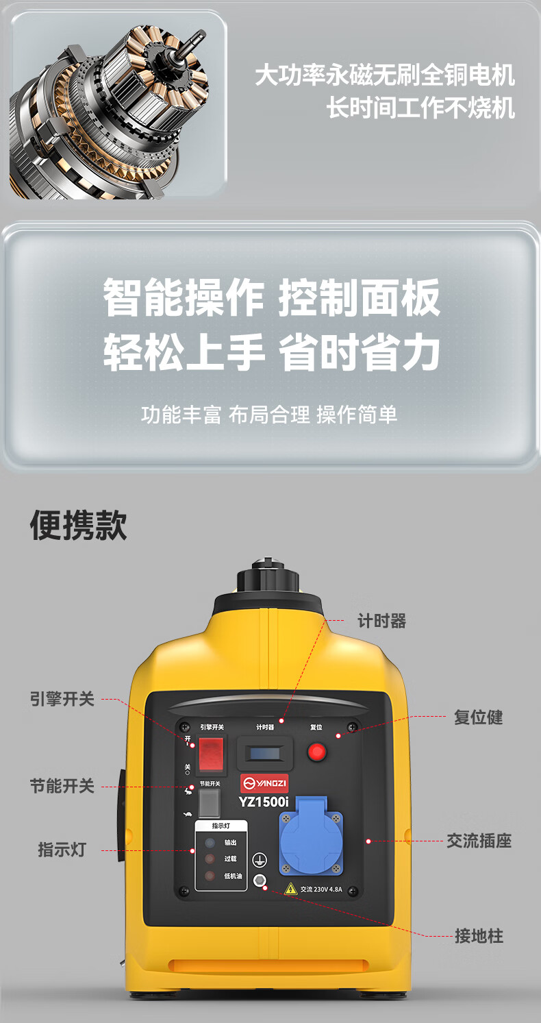 揚子變頻汽油發(fā)電機 戶(hù)外便攜式超低噪音(圖12)