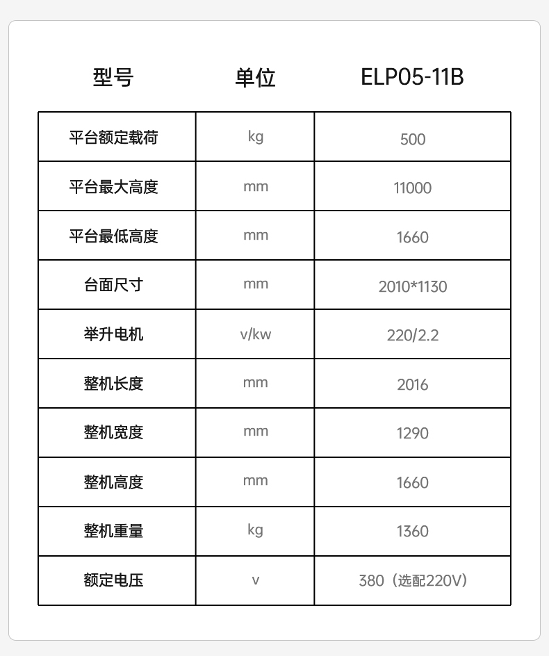 揚子升降機插線(xiàn)款ELP05-11B升高11米載重500KG(圖3)